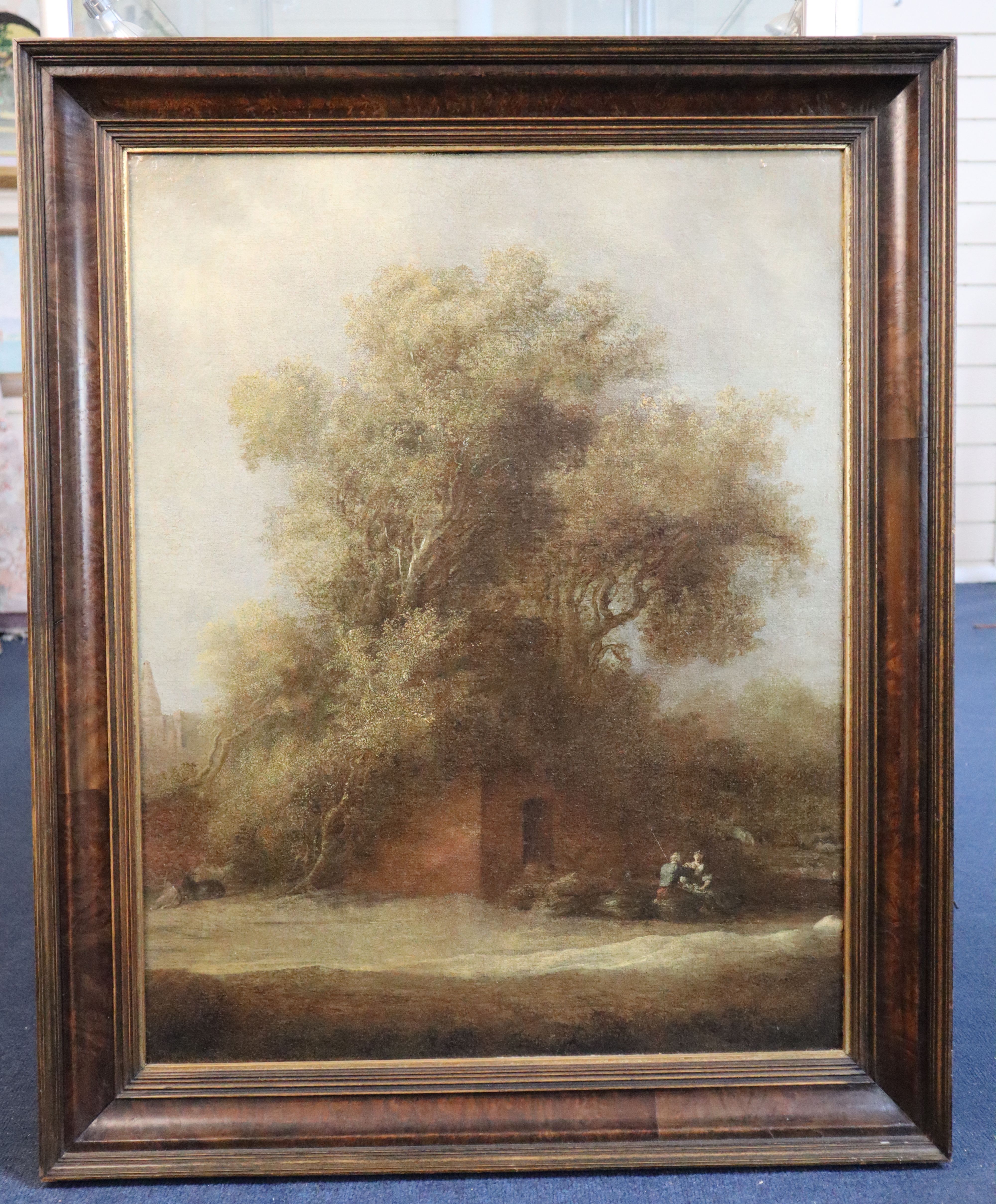Circle of Saloman van Ruysdael (Dutch 1602-1670) Figures seated beneath a walnut tree 26 x 20in.